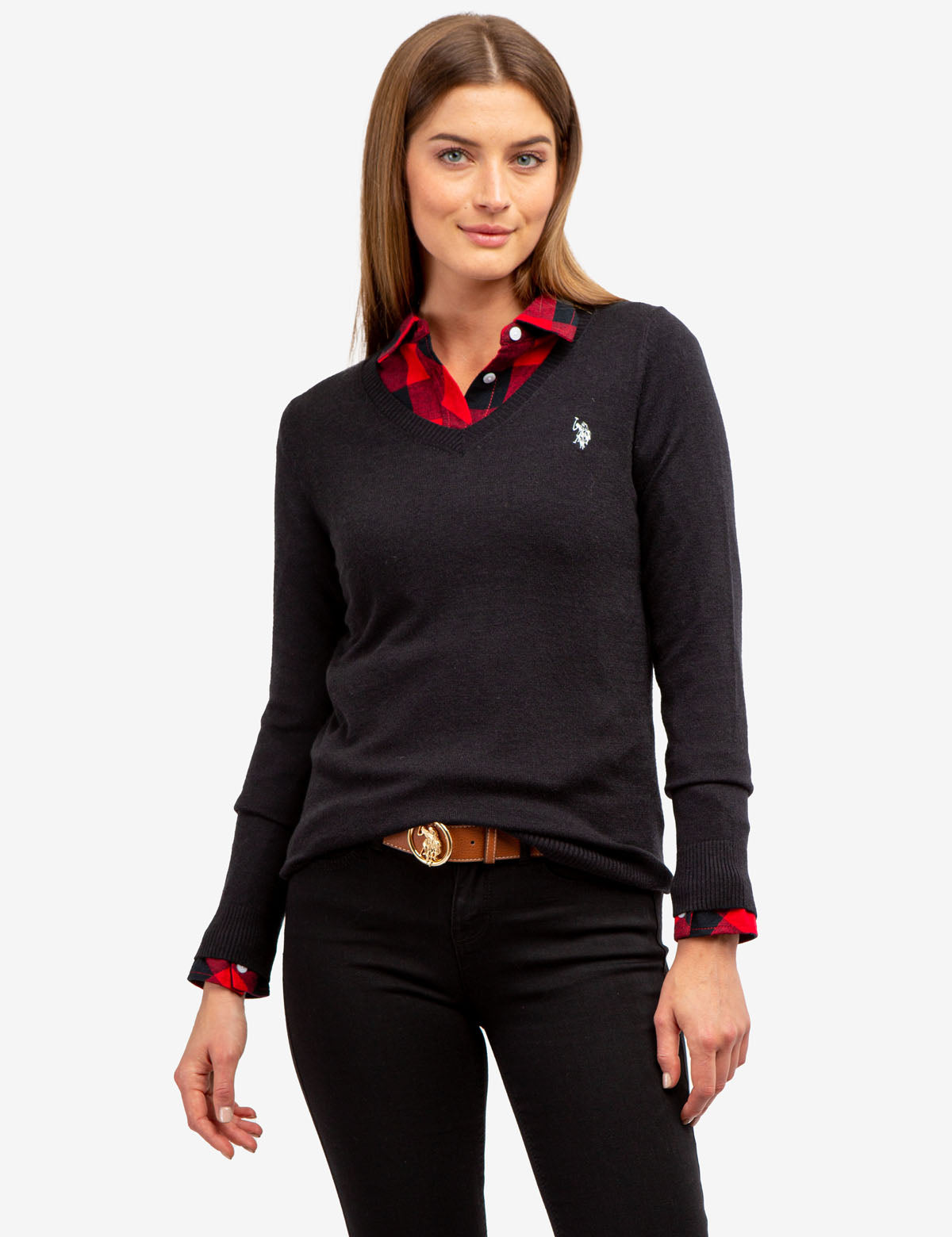 Soft Touch V-Neck Sweater with Ribbed Details | Casual Long Sleeve
