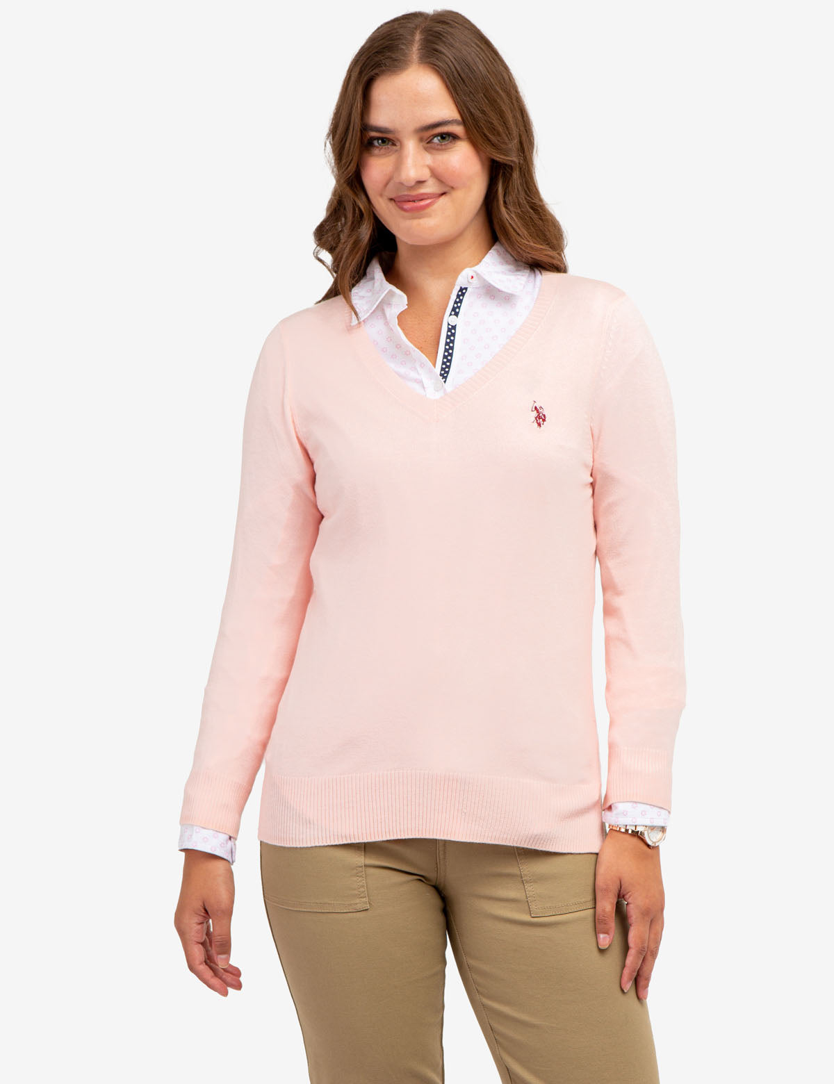 Soft Touch V-Neck Sweater with Ribbed Details | Casual Long Sleeve