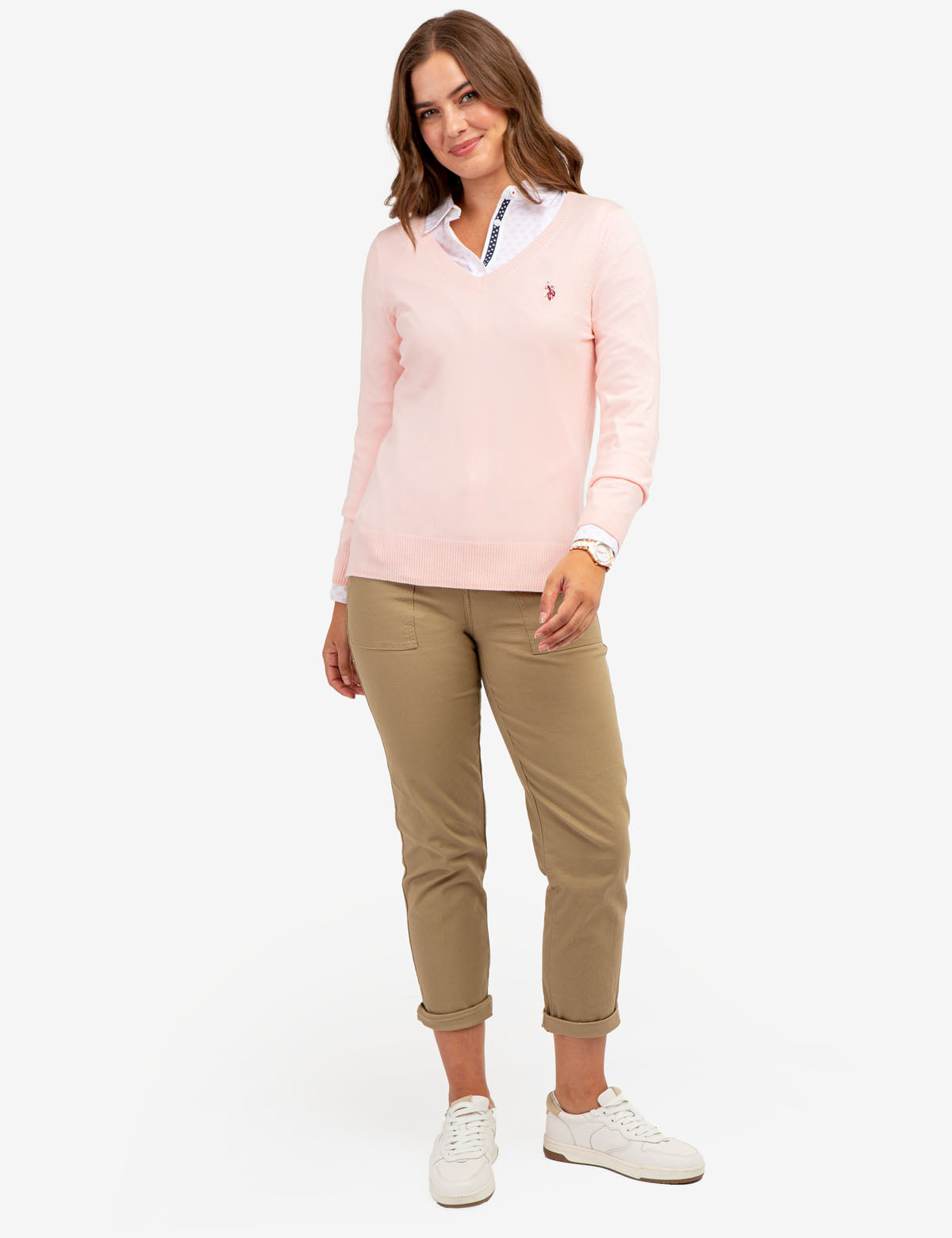 Soft Touch V-Neck Sweater with Ribbed Details | Casual Long Sleeve