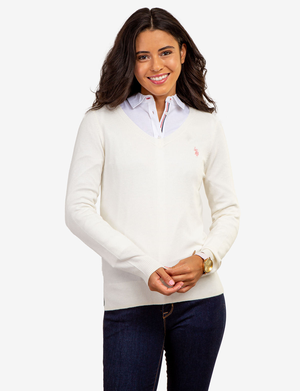 Soft Touch V-Neck Sweater with Ribbed Details | Casual Long Sleeve