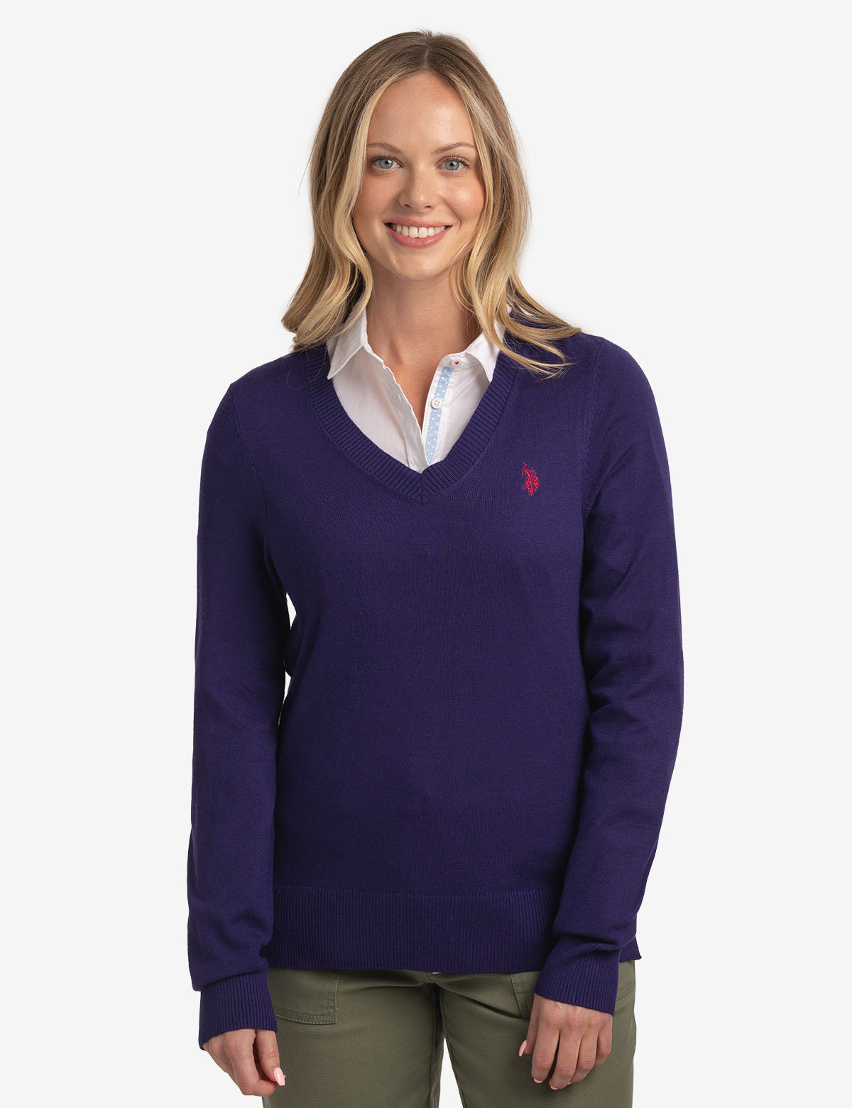 Soft Touch V-Neck Sweater with Ribbed Details | Casual Long Sleeve