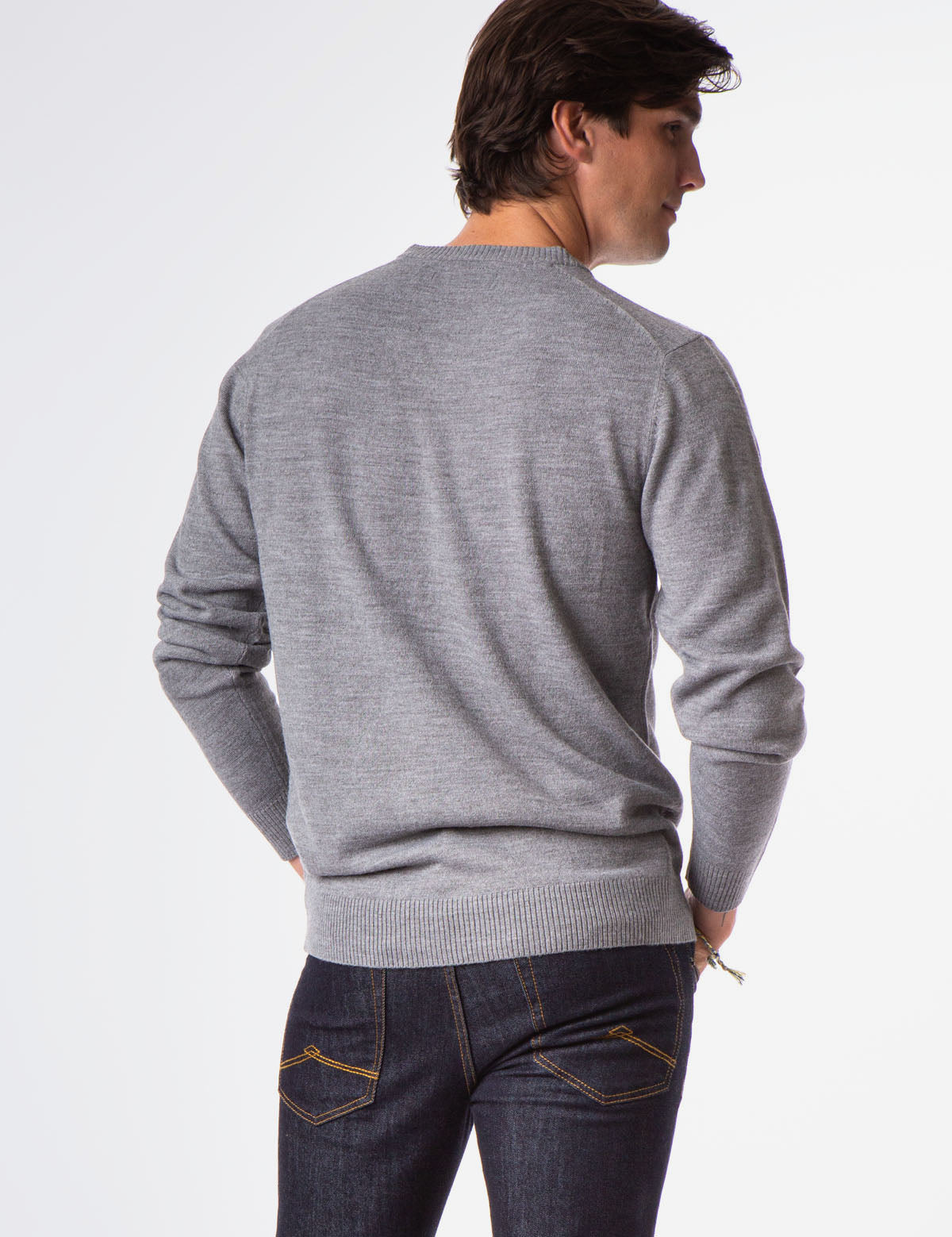 Soft V-Neck Sweater with Rib Knit Cuffs | Acrylic Comfort Wear