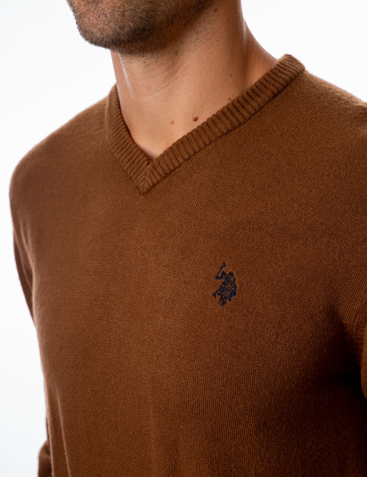 Soft V-Neck Sweater with Rib Knit Cuffs | Acrylic Comfort Wear