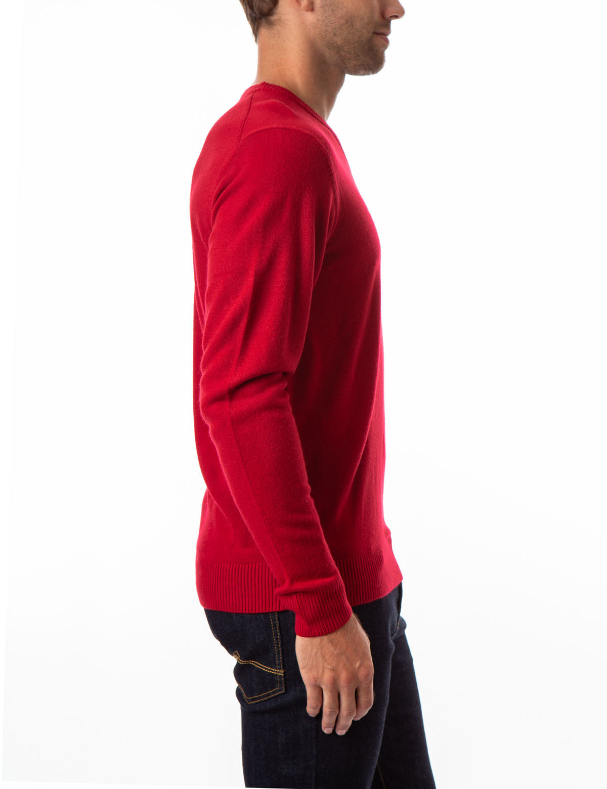 Soft V-Neck Sweater with Rib Knit Cuffs | Acrylic Comfort Wear