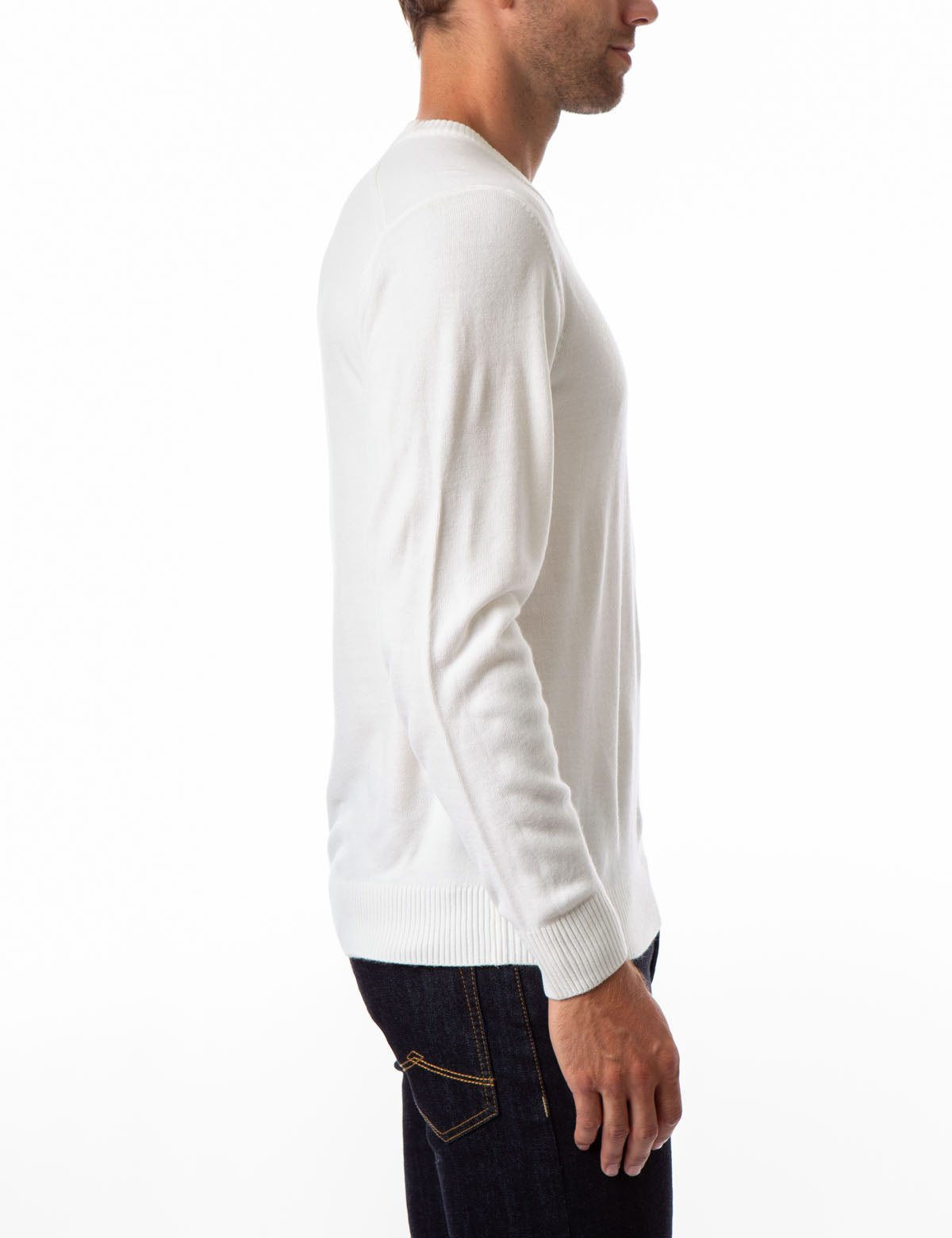 Soft V-Neck Sweater with Rib Knit Cuffs | Acrylic Comfort Wear