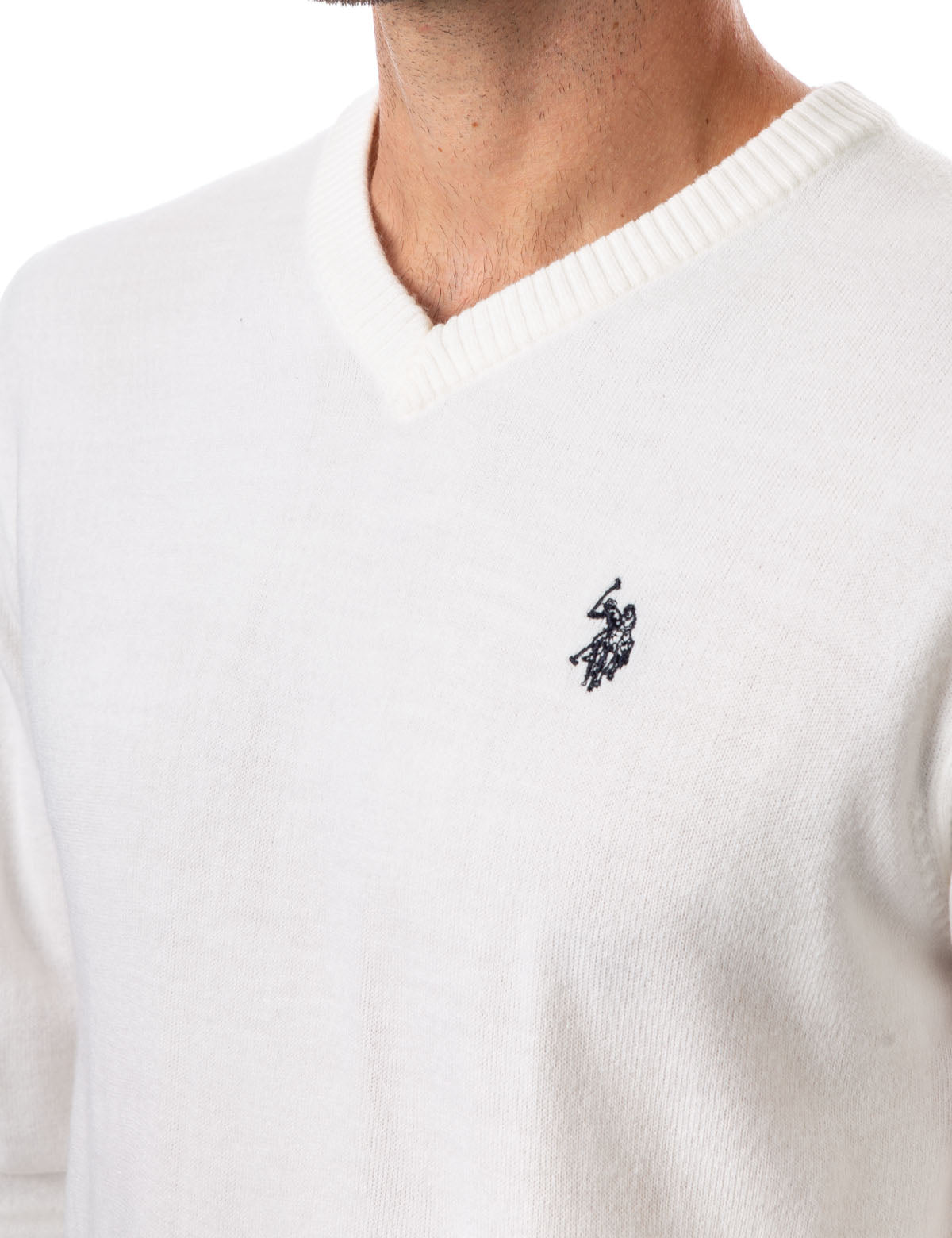 Soft V-Neck Sweater with Rib Knit Cuffs | Acrylic Comfort Wear