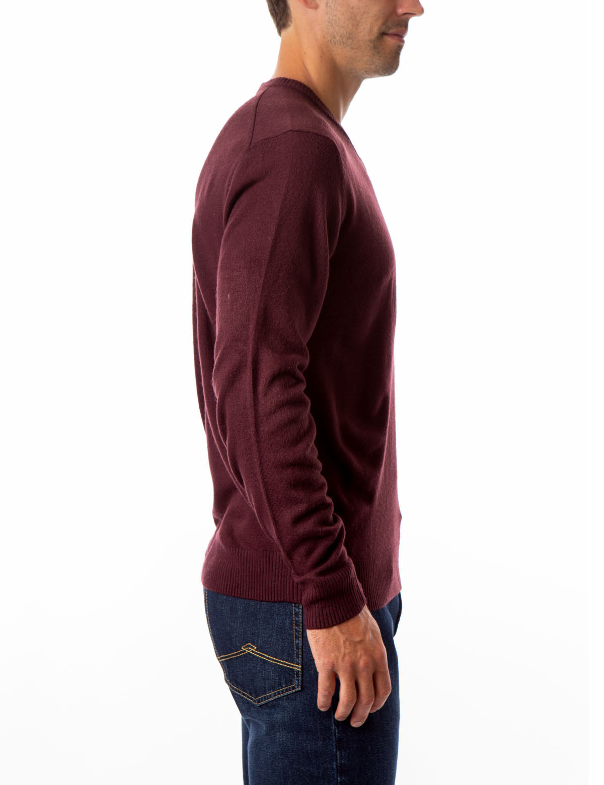 Soft V-Neck Sweater with Rib Knit Cuffs | Acrylic Comfort Wear