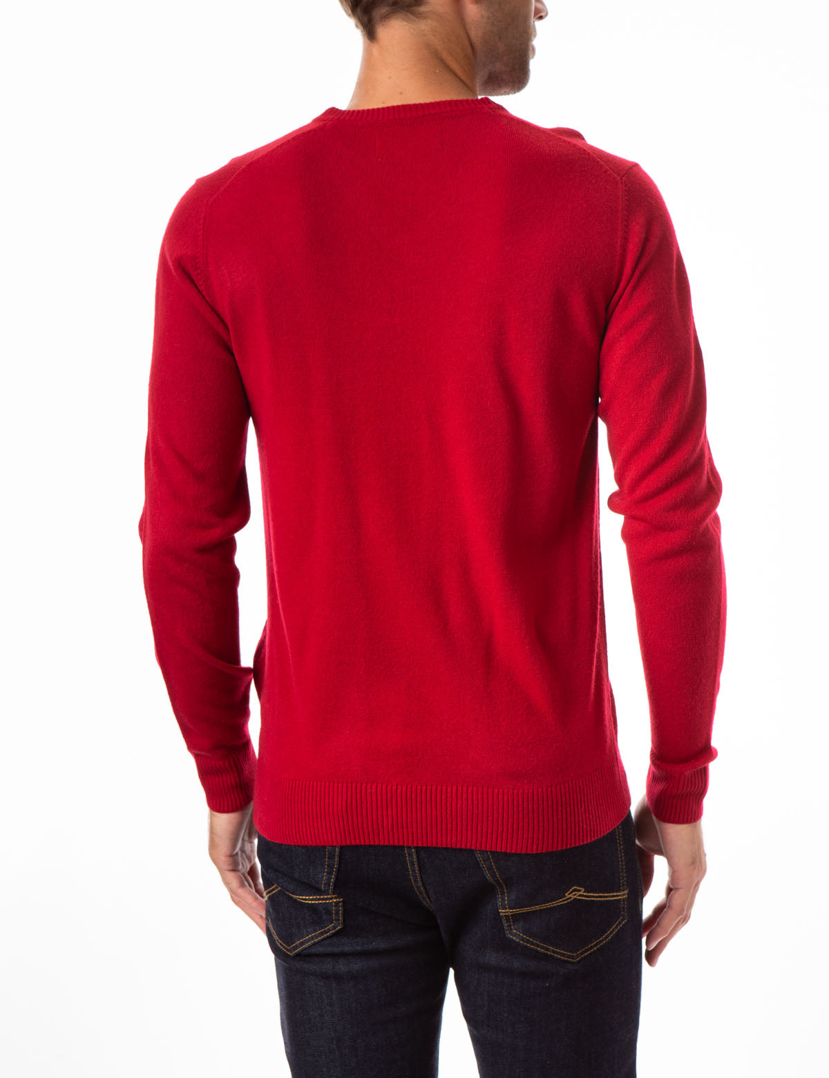 Soft V-Neck Sweater with Rib Knit Cuffs | Acrylic Comfort Wear