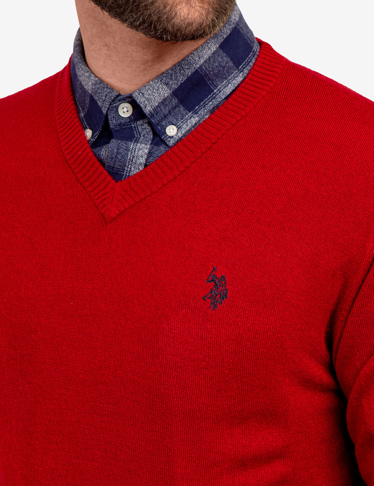 Soft V-Neck Sweater with Rib Knit Cuffs | Acrylic Comfort Wear