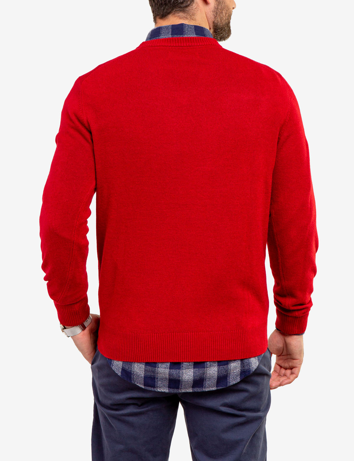 Soft V-Neck Sweater with Rib Knit Cuffs | Acrylic Comfort Wear