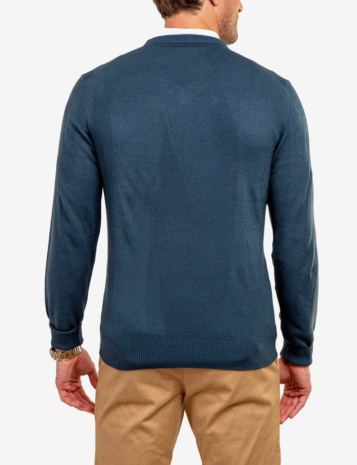 Soft V-Neck Sweater with Rib Knit Cuffs | Acrylic Comfort Wear