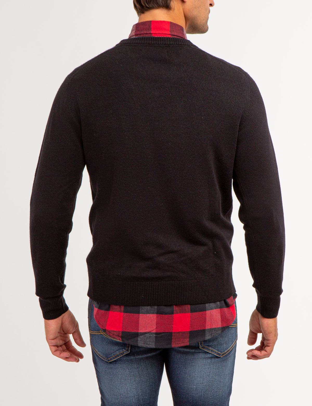 Soft V-Neck Sweater with Rib Knit Cuffs | Acrylic Comfort Wear