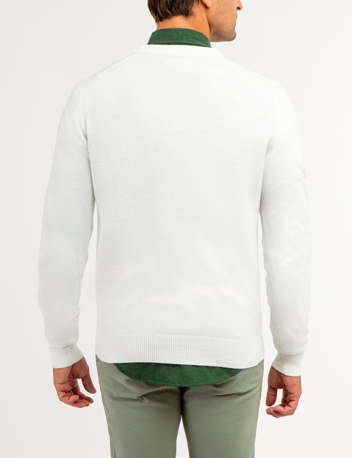 Soft V-Neck Sweater with Rib Knit Cuffs | Acrylic Comfort Wear