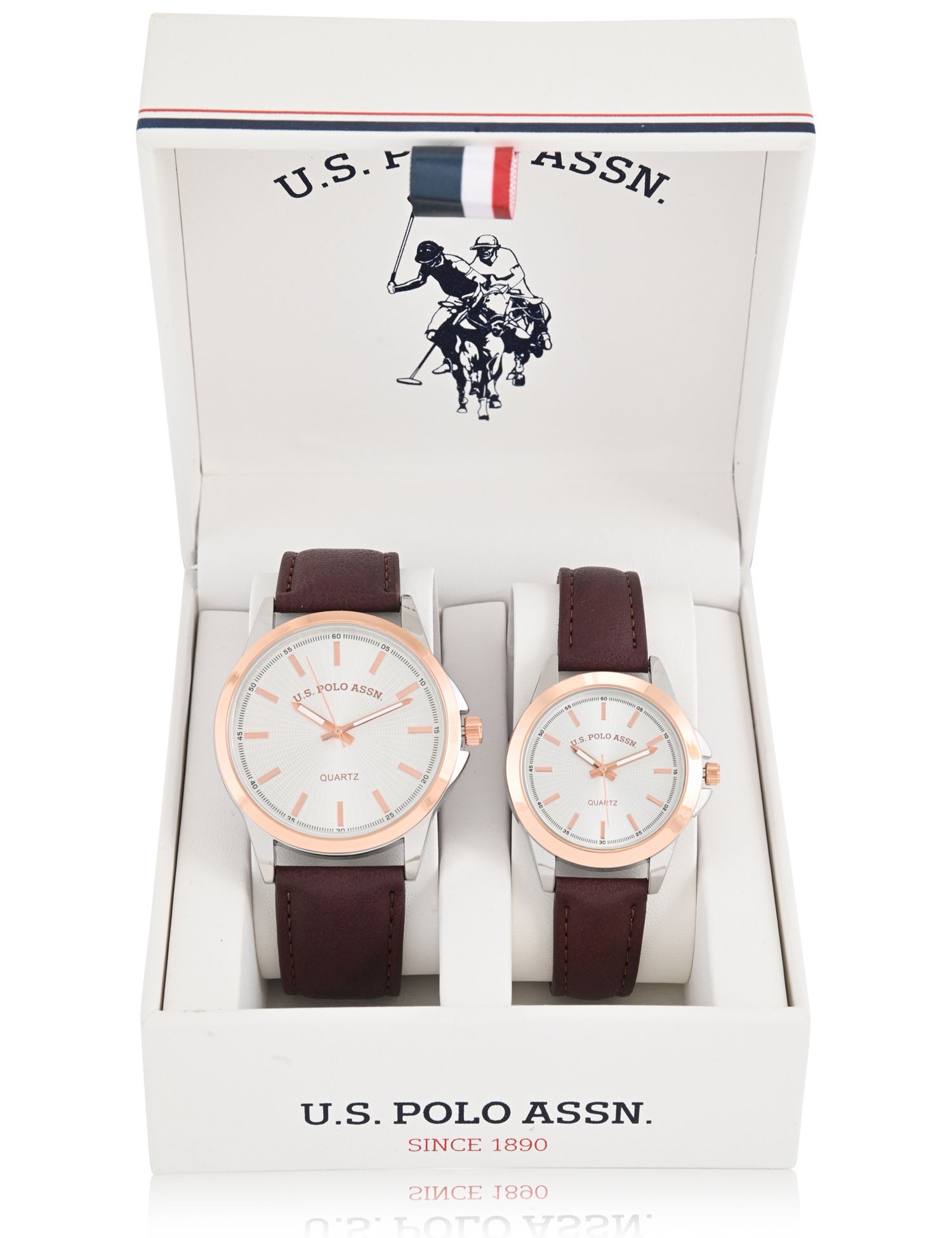 Brown Leather Strap Watch Set for Couples | His & Hers
