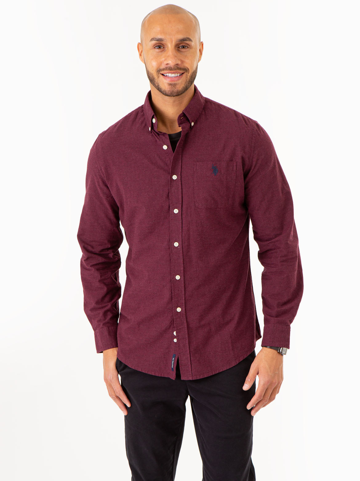 Brushed Heather Long Sleeve Shirt for Men | Solid Comfort