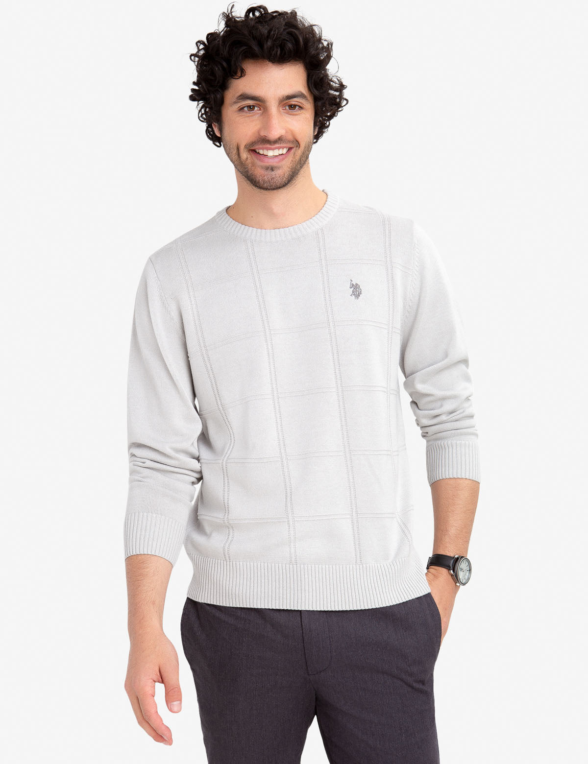 Classic Crew Neck Sweater with Embroidered Logo | Solid Style