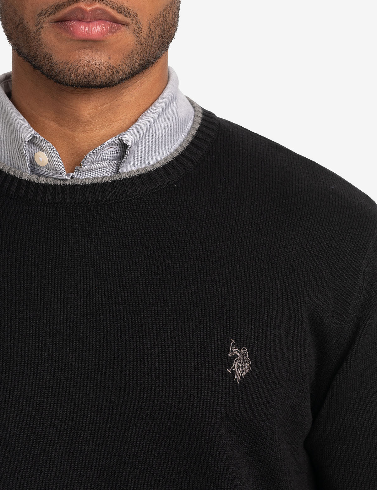 Classic Crew Neck Sweater with Embroidered Logo | Solid Style