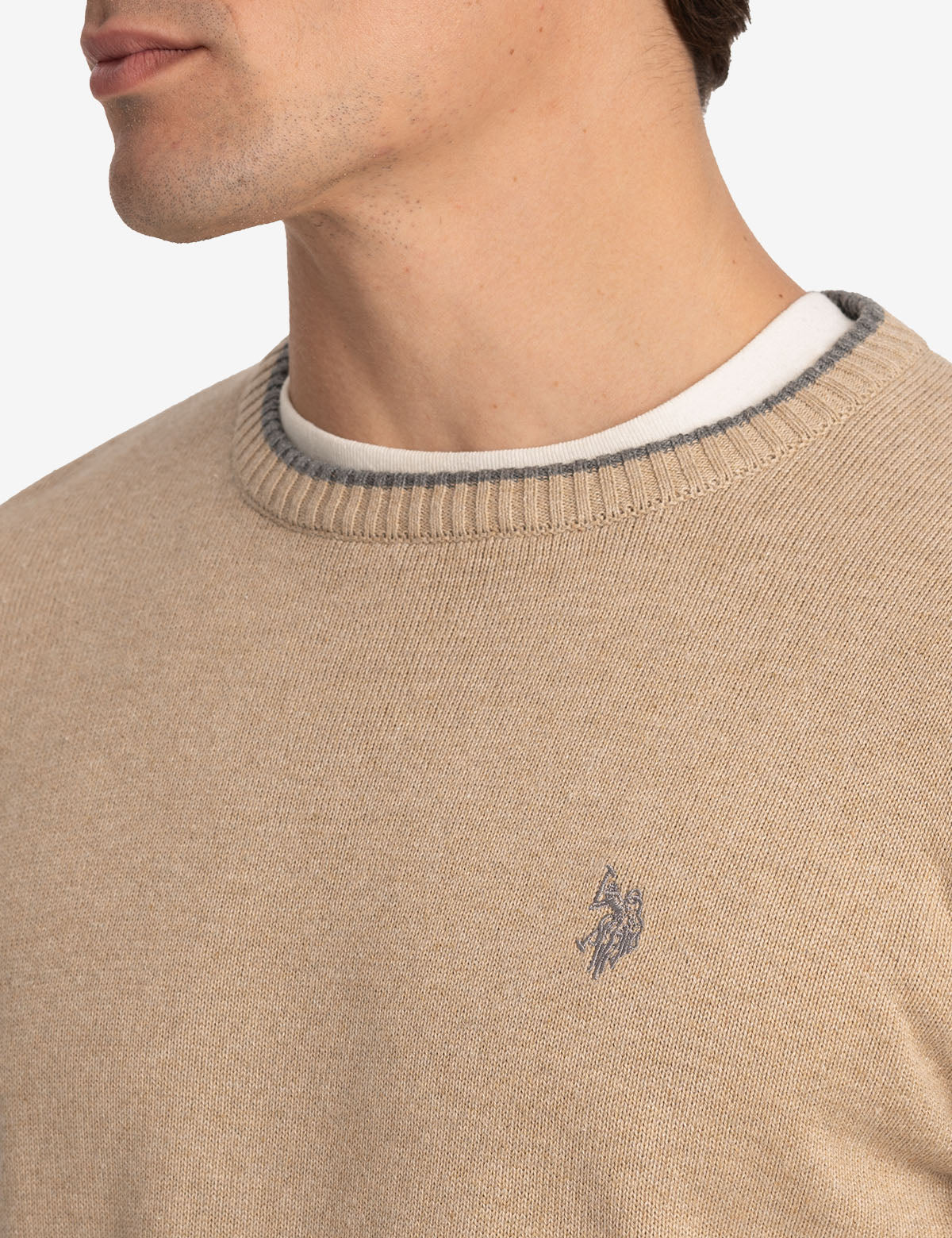 Classic Crew Neck Sweater with Embroidered Logo | Solid Style