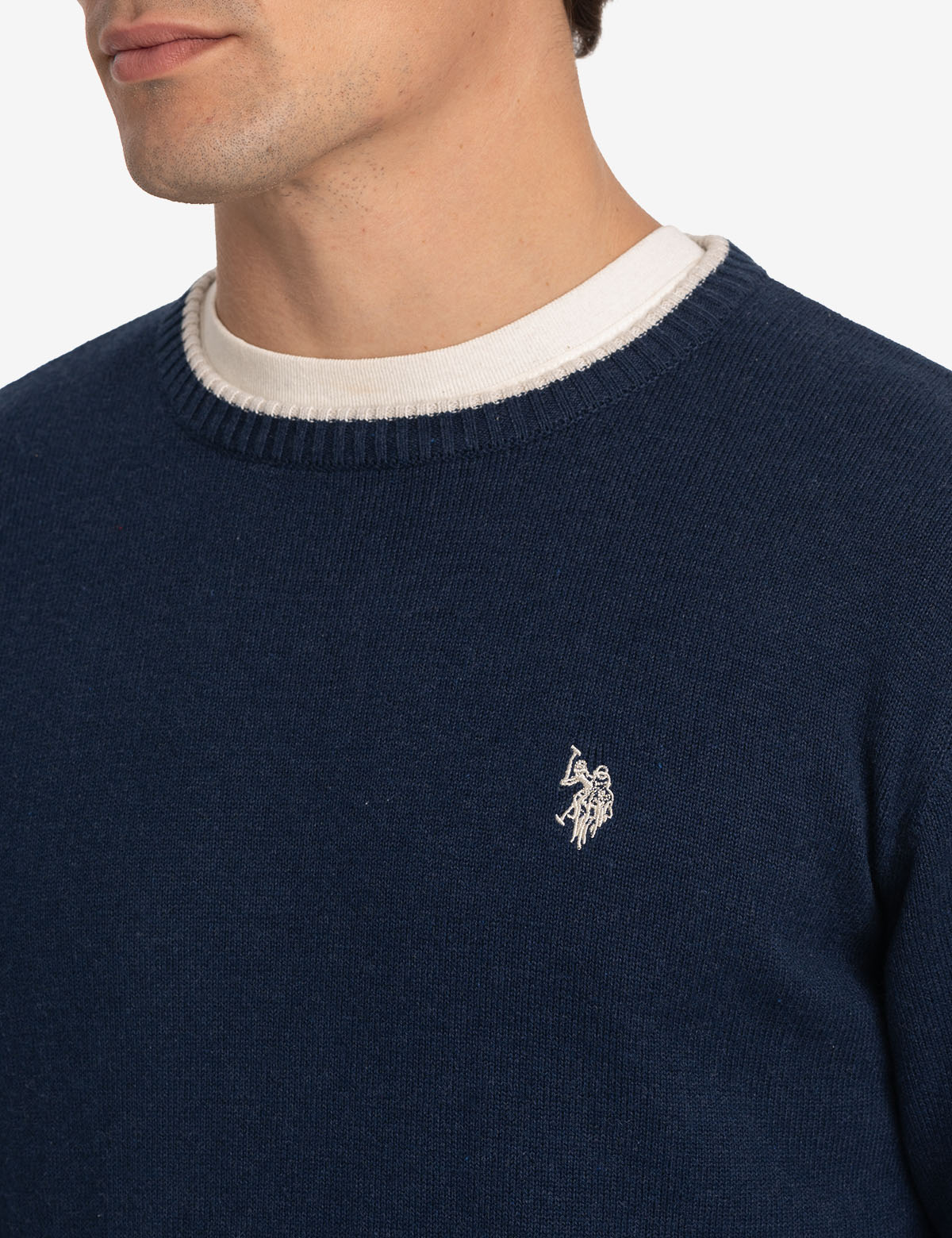 Classic Crew Neck Sweater with Embroidered Logo | Solid Style