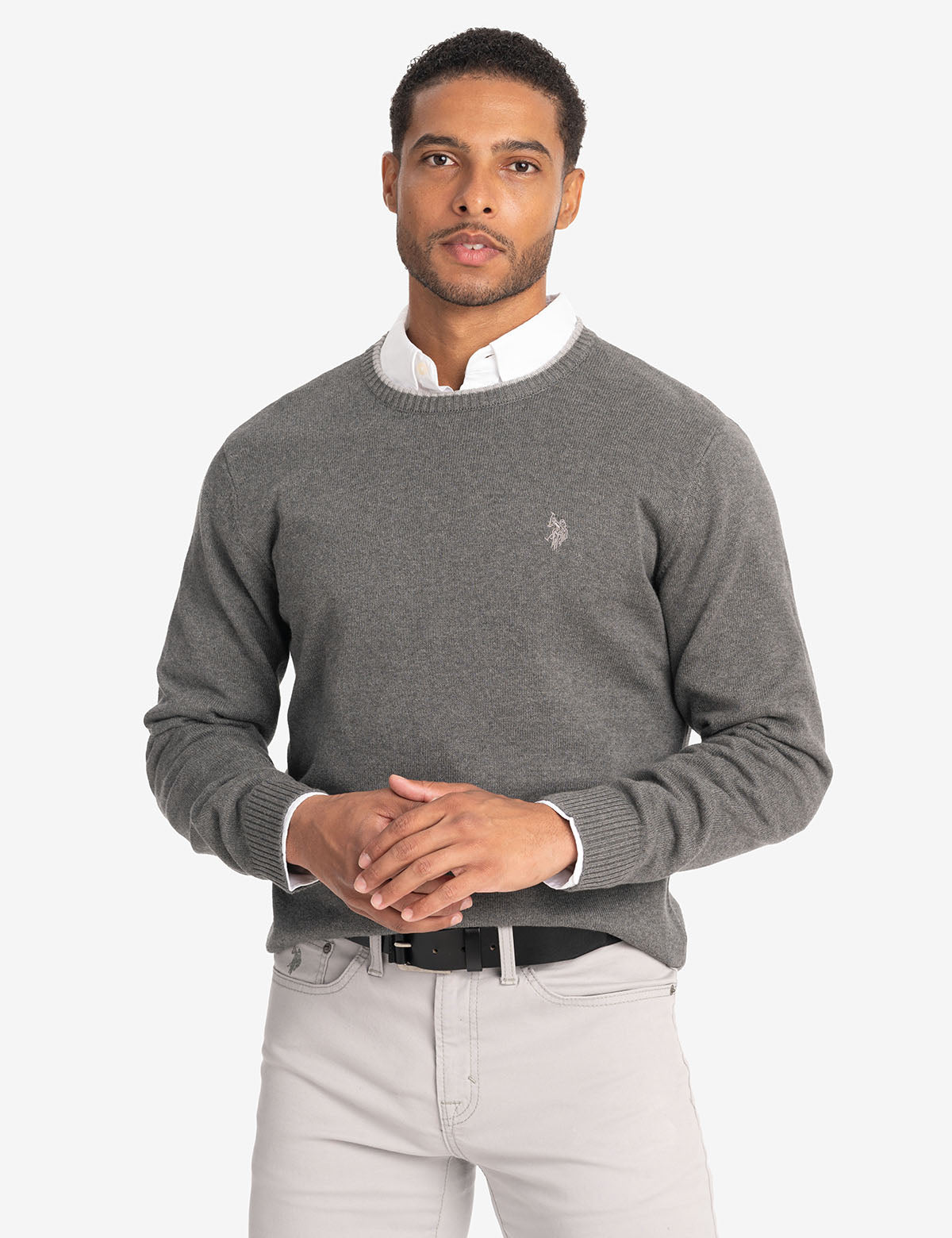 Classic Crew Neck Sweater with Embroidered Logo | Solid Style