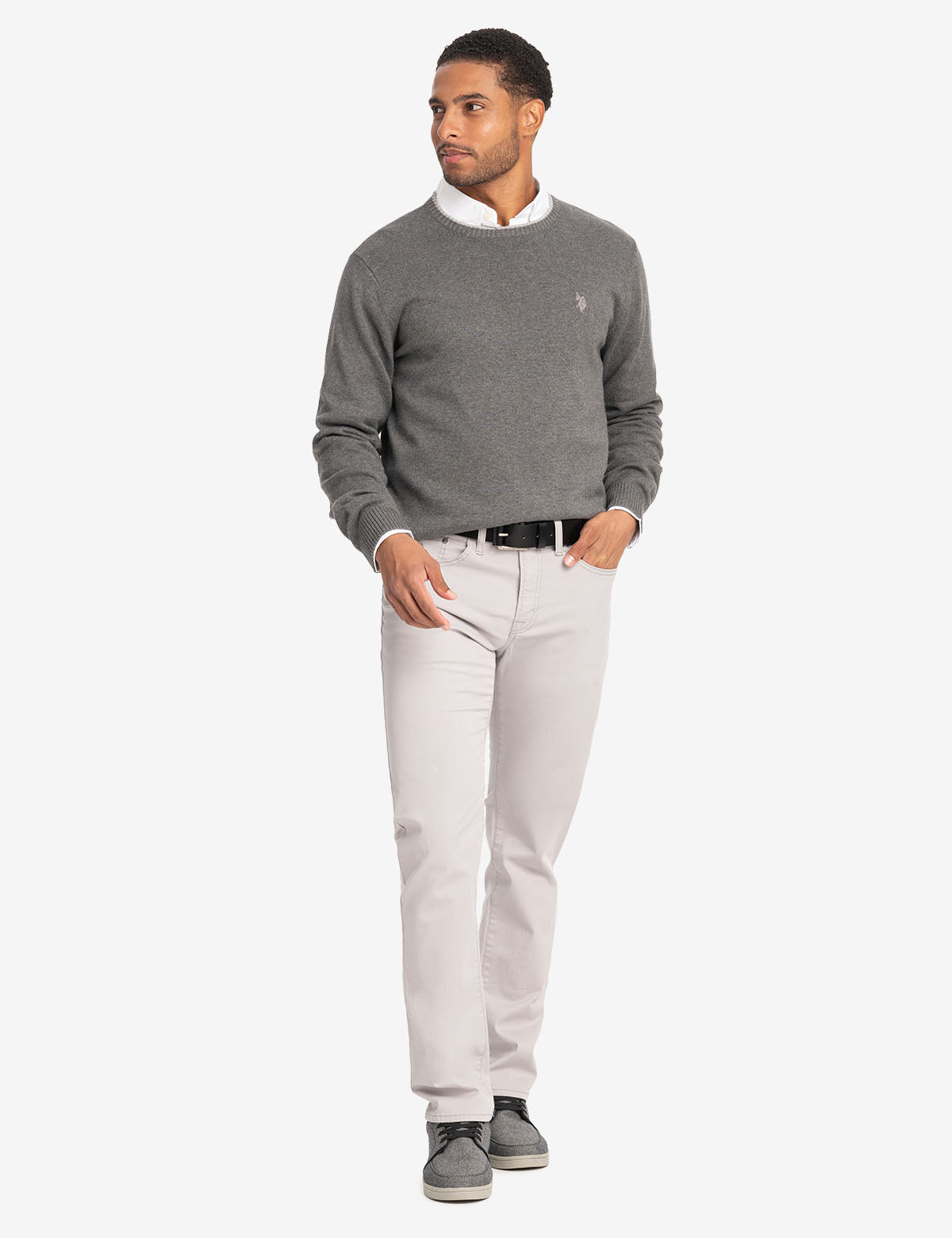 Classic Crew Neck Sweater with Embroidered Logo | Solid Style