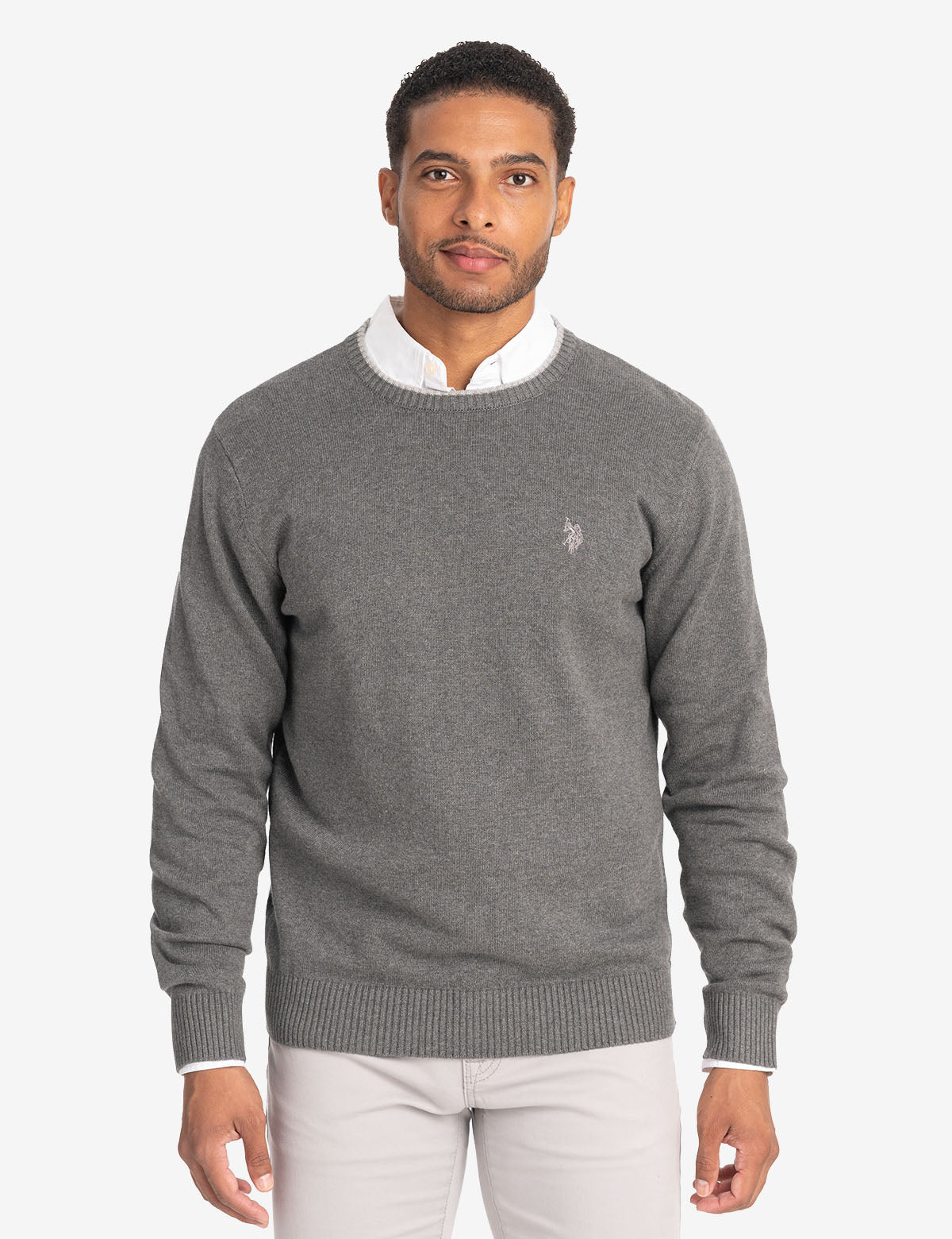 Classic Crew Neck Sweater with Embroidered Logo | Solid Style