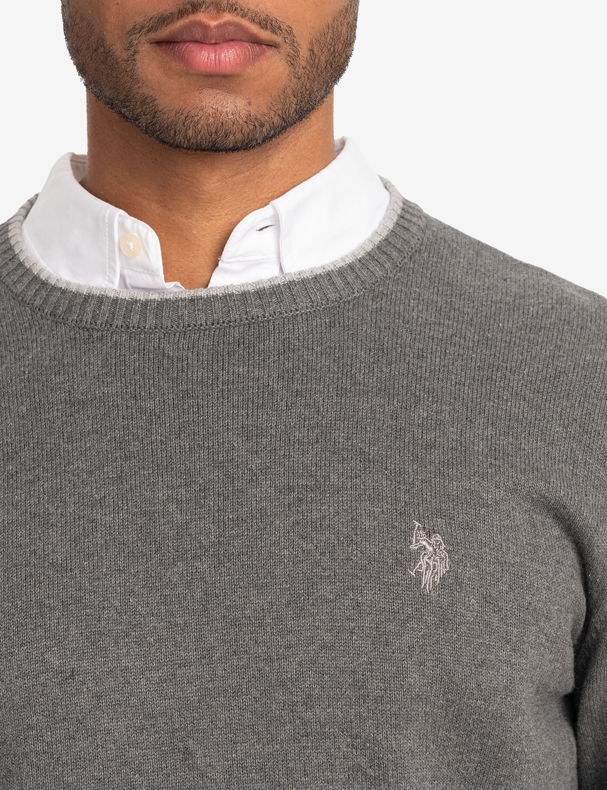 Classic Crew Neck Sweater with Embroidered Logo | Solid Style