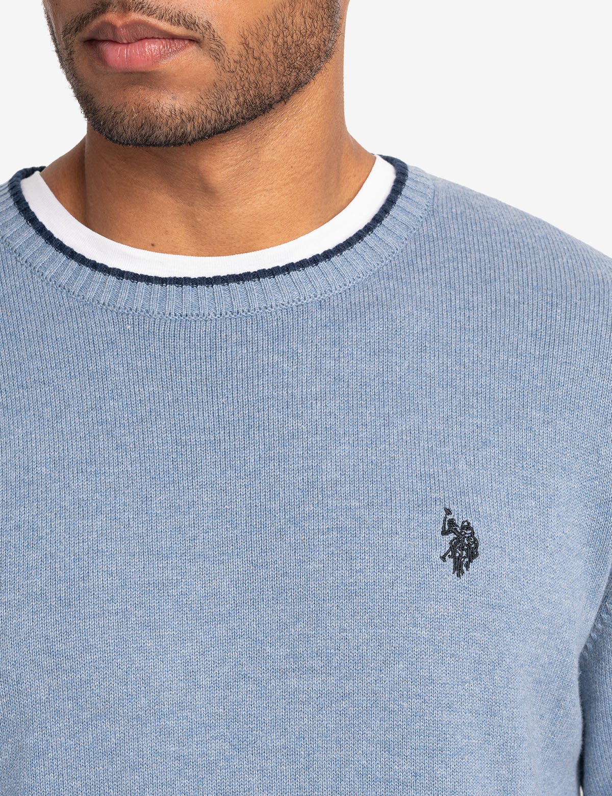 Classic Crew Neck Sweater with Embroidered Logo | Solid Style