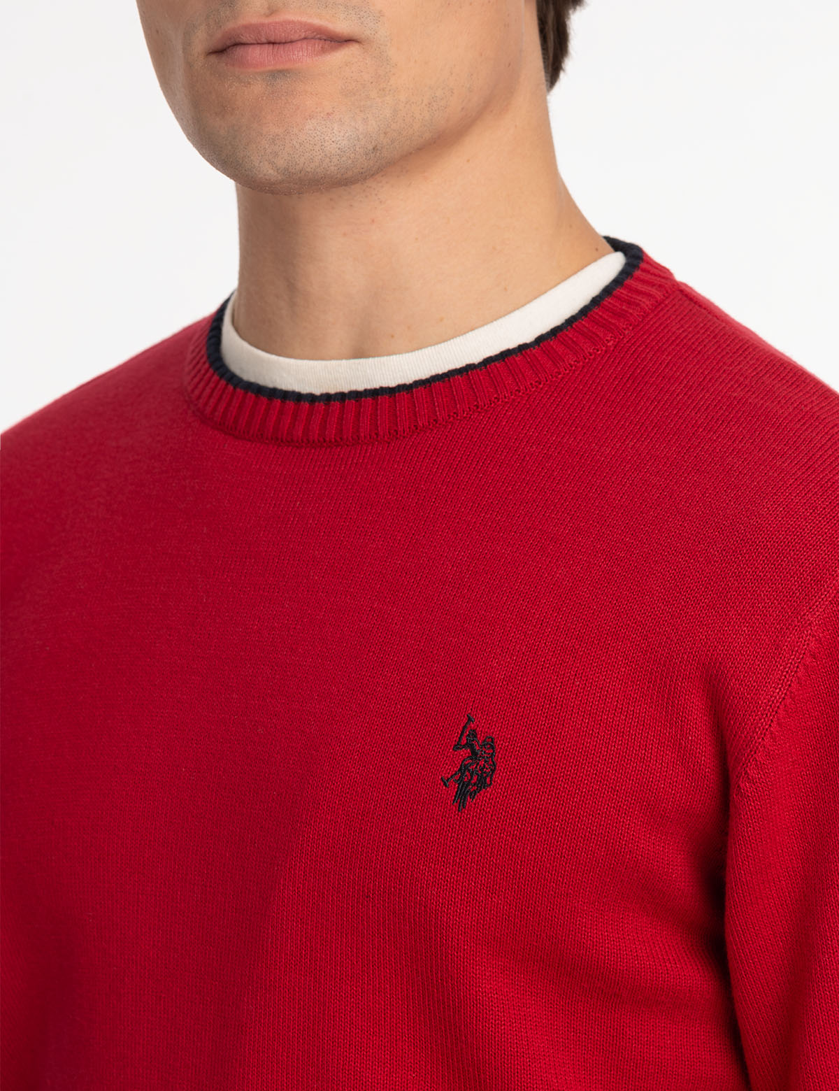 Classic Crew Neck Sweater with Embroidered Logo | Solid Style