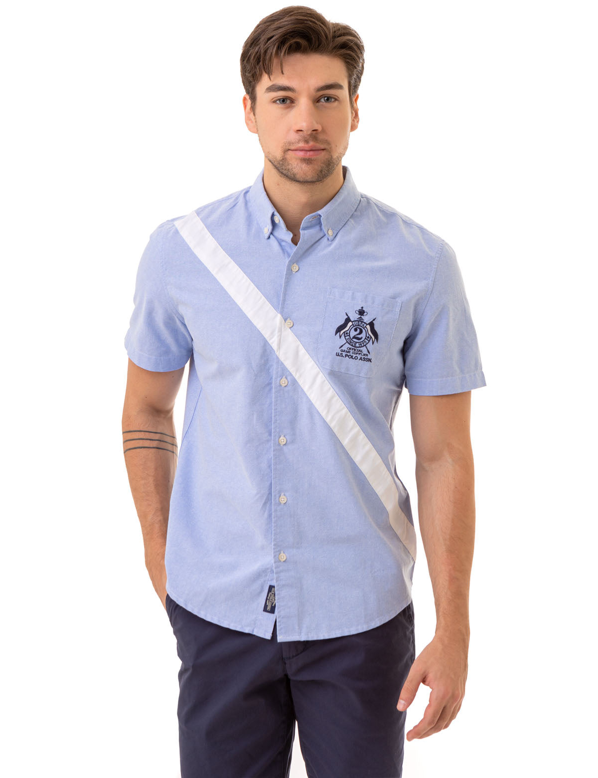 Solid Diagonal Stripe Oxford Shirt | Woven Casual Wear