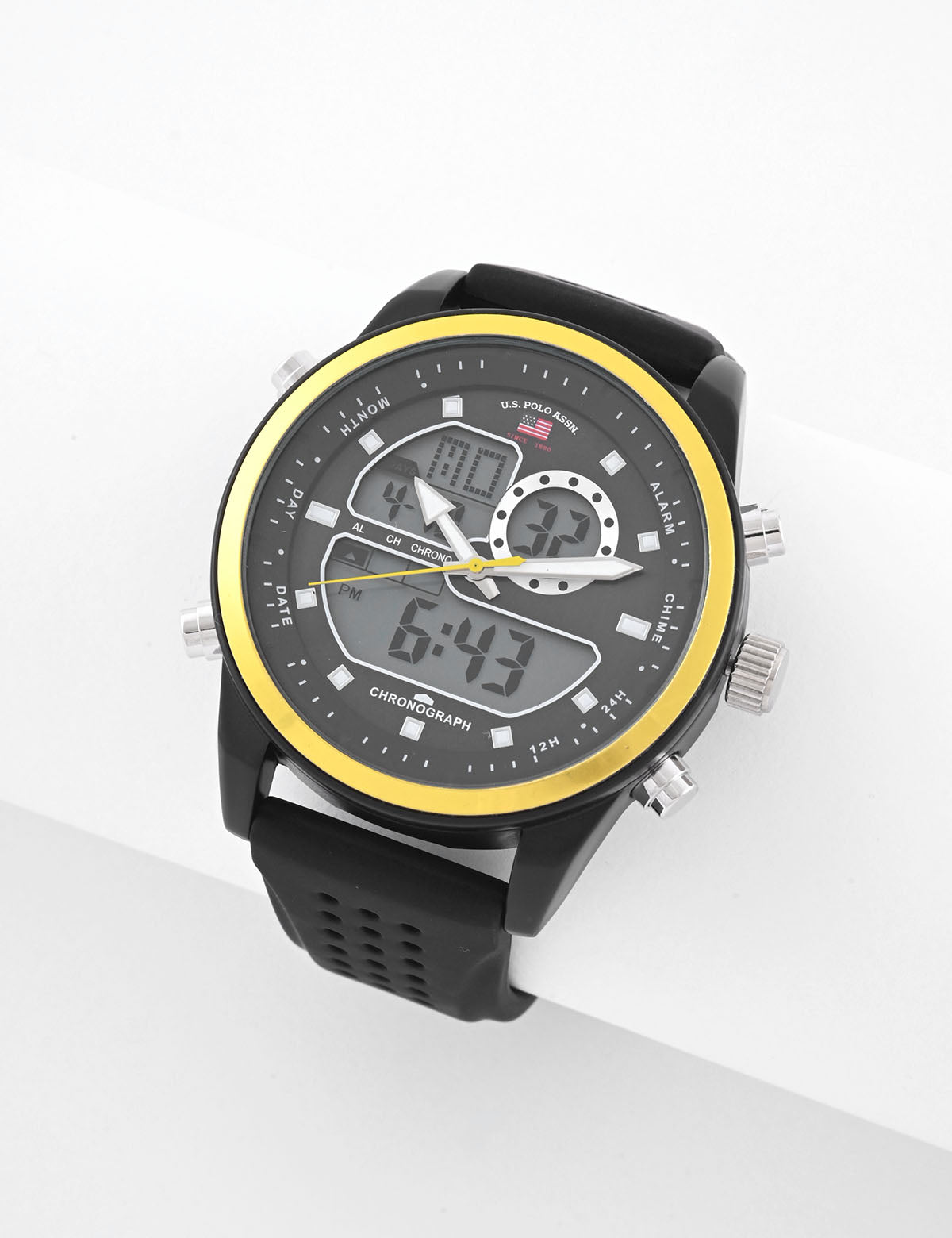 Black Men's Digital Watch with Yellow Accent | Anadigi