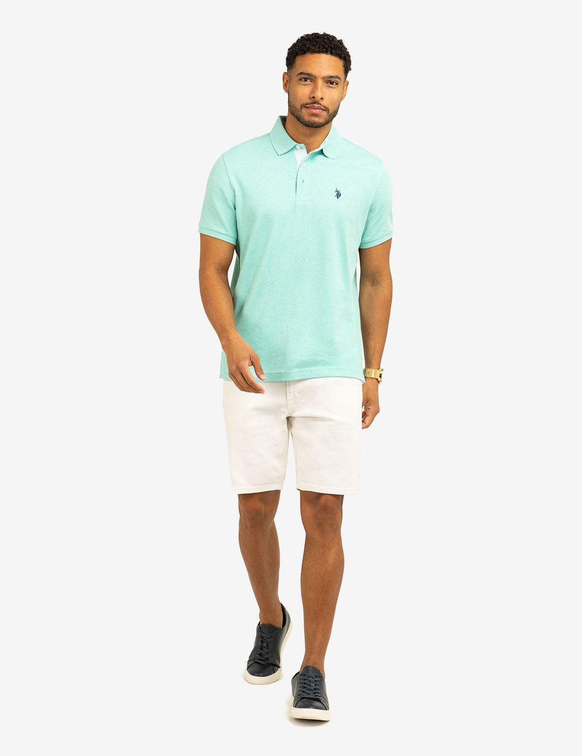 Classic Polo Shirt with Woven Trim & Logo Detail | Solid Interlock