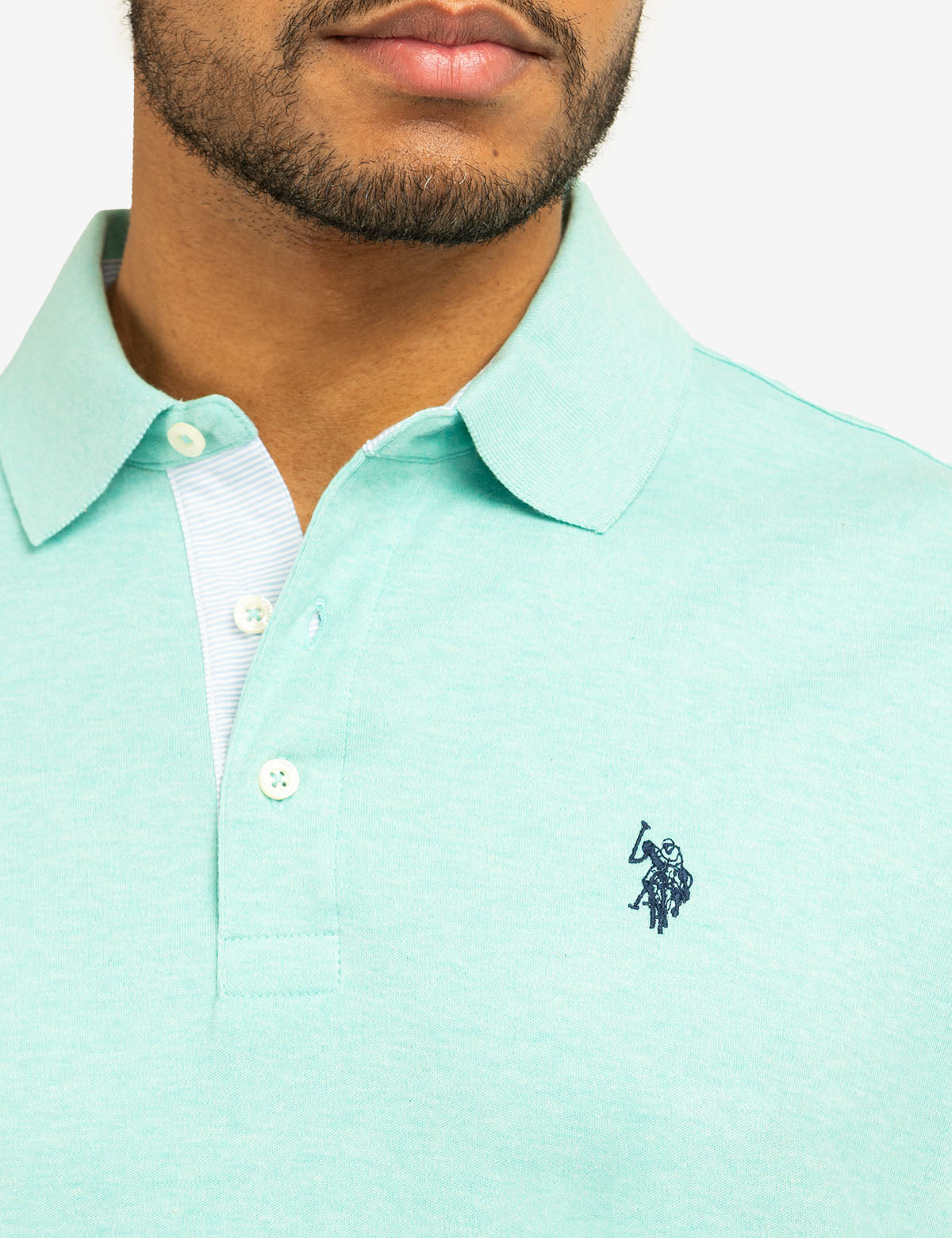 Classic Polo Shirt with Woven Trim & Logo Detail | Solid Interlock