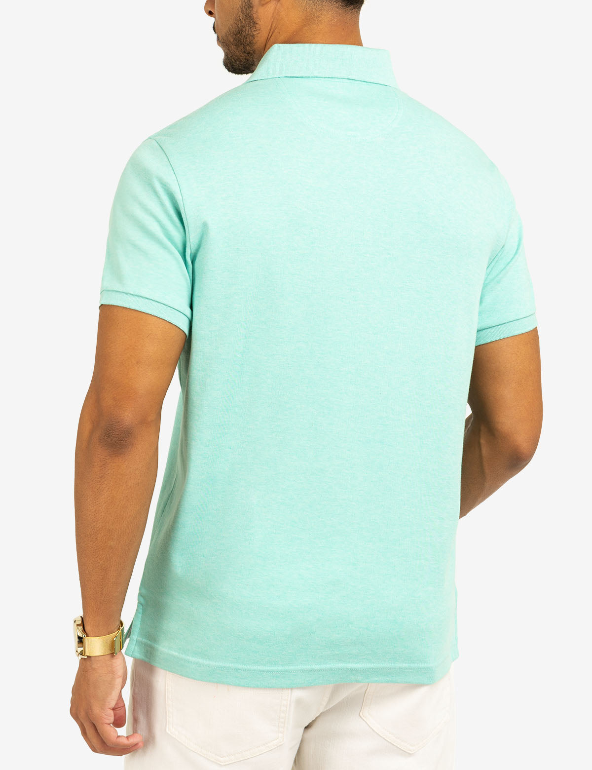 Classic Polo Shirt with Woven Trim & Logo Detail | Solid Interlock