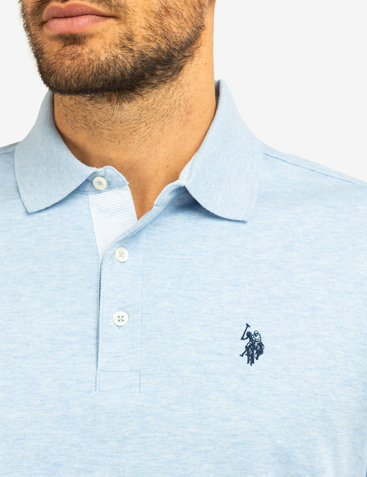 Classic Polo Shirt with Woven Trim & Logo Detail | Solid Interlock