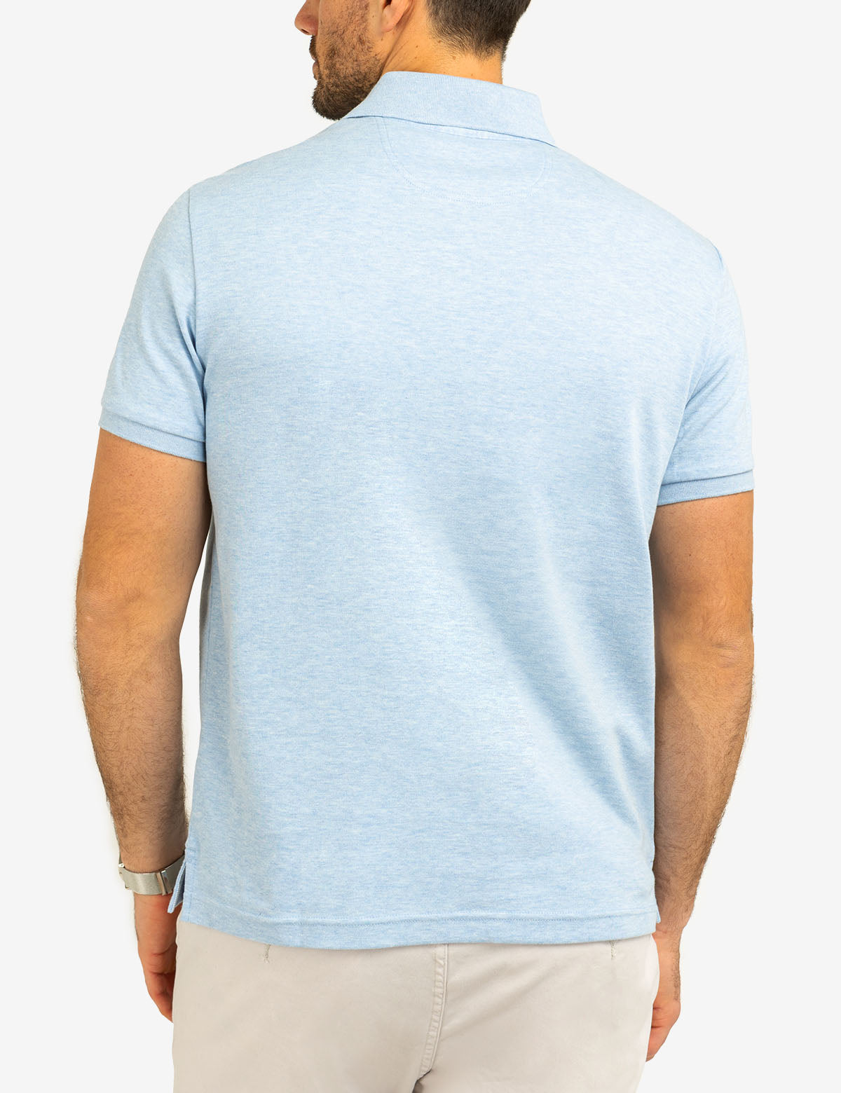 Classic Polo Shirt with Woven Trim & Logo Detail | Solid Interlock