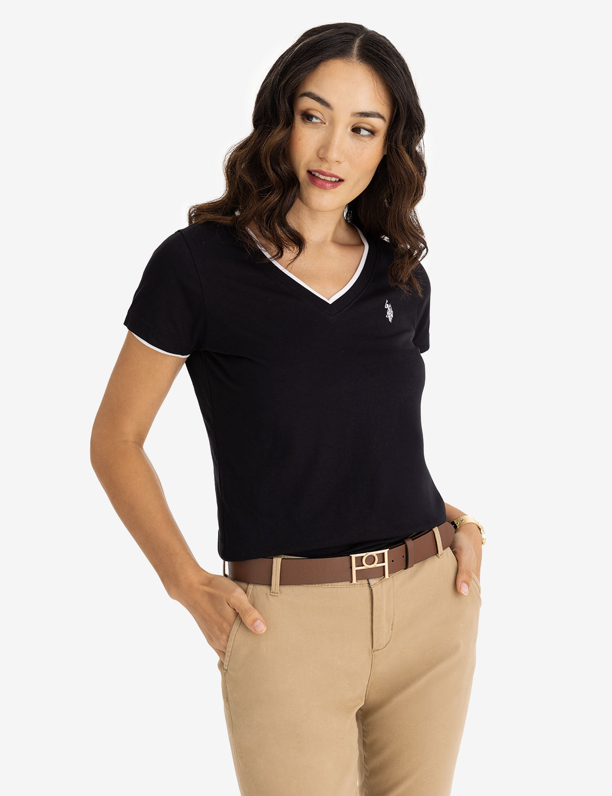 Double Band V-Neck T-Shirt | Slim Fit Casual Tee