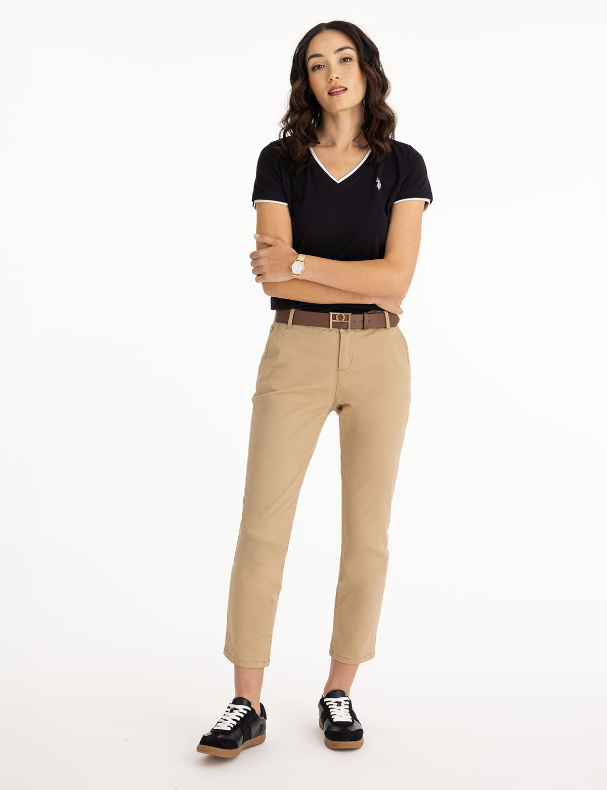 Double Band V-Neck T-Shirt | Slim Fit Casual Tee