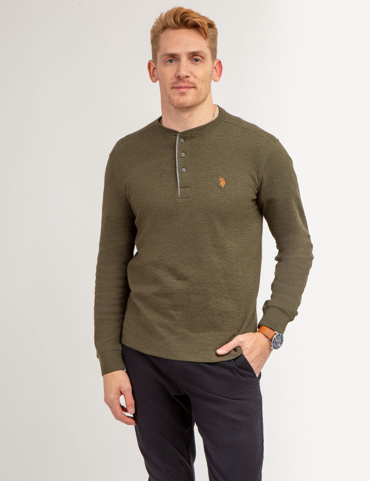 Thermal Henley Shirt for Men | Solid Long Sleeve Base Layer