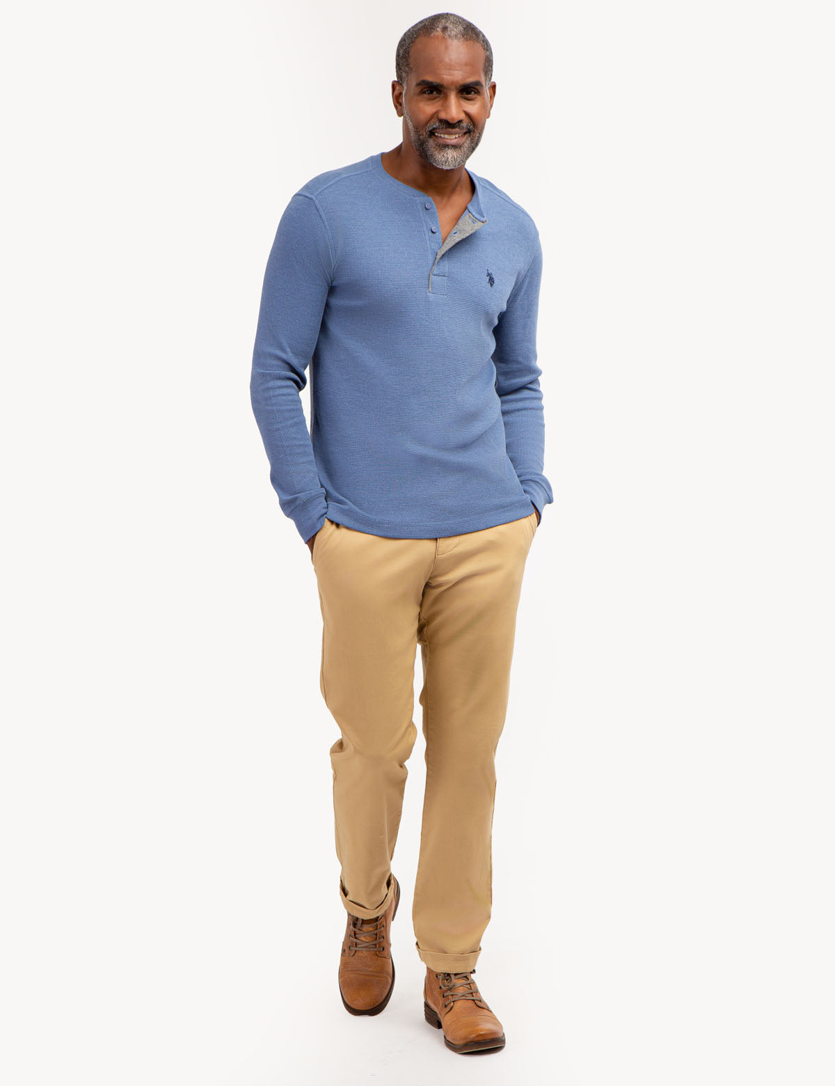 Thermal Henley Shirt for Men | Solid Long Sleeve Base Layer