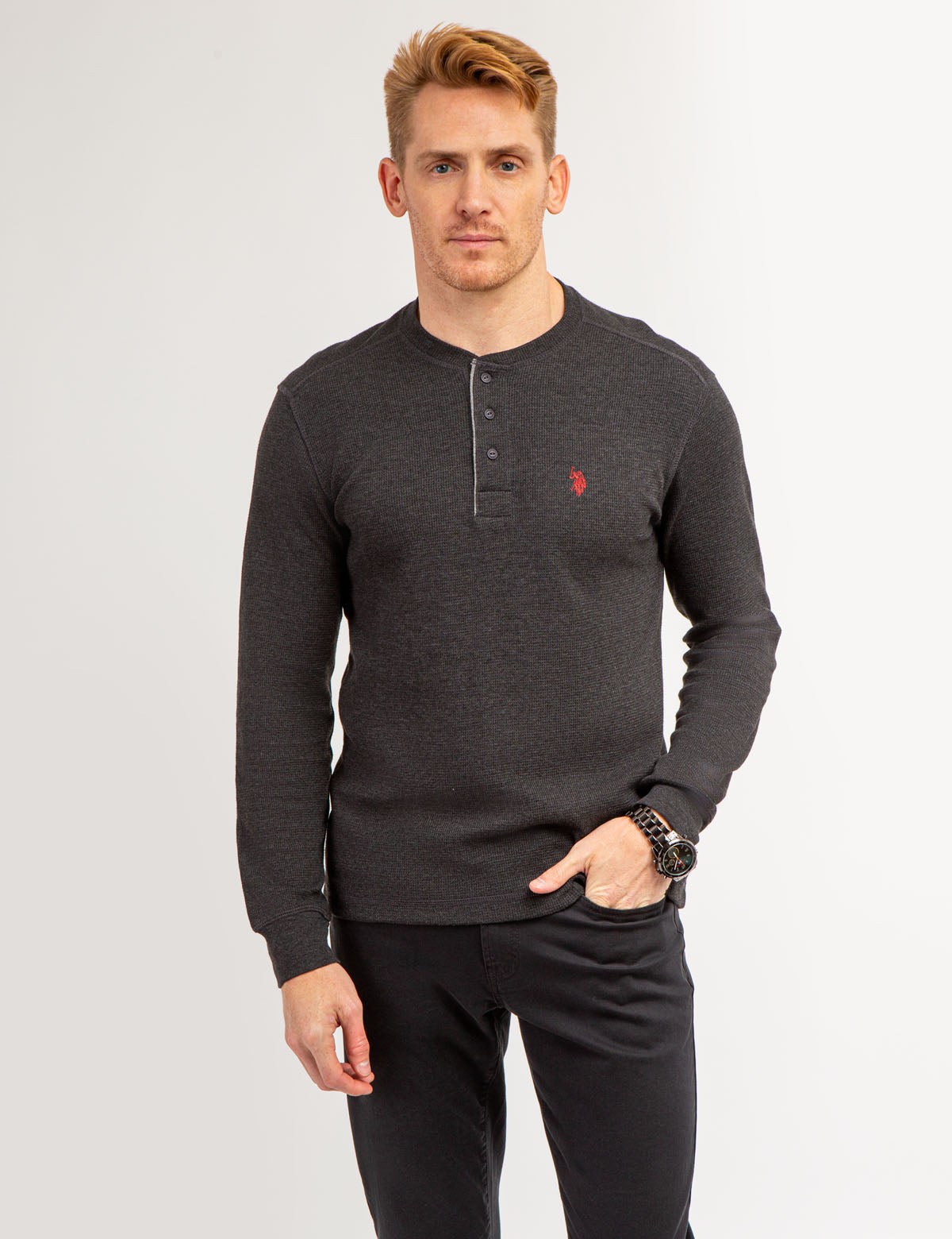 Thermal Henley Shirt for Men | Solid Long Sleeve Base Layer