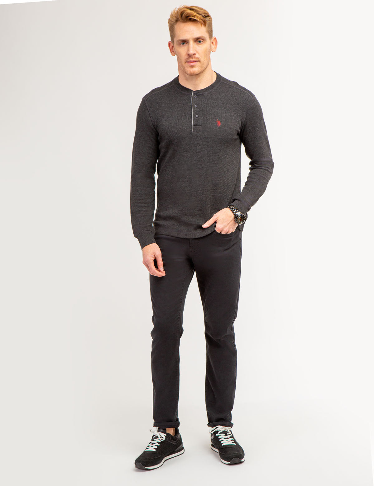 Thermal Henley Shirt for Men | Solid Long Sleeve Base Layer