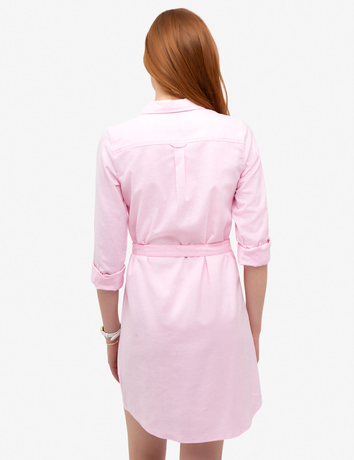 Classic Oxford Dress with Button Placket & Tie Waist | Solid