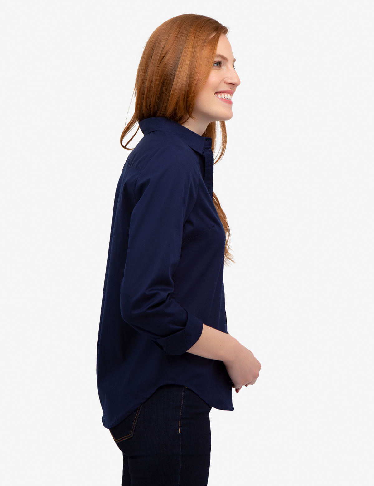 Classic Oxford Shirt with Button-Up Front & Stretch Fabric | Solid Poplin
