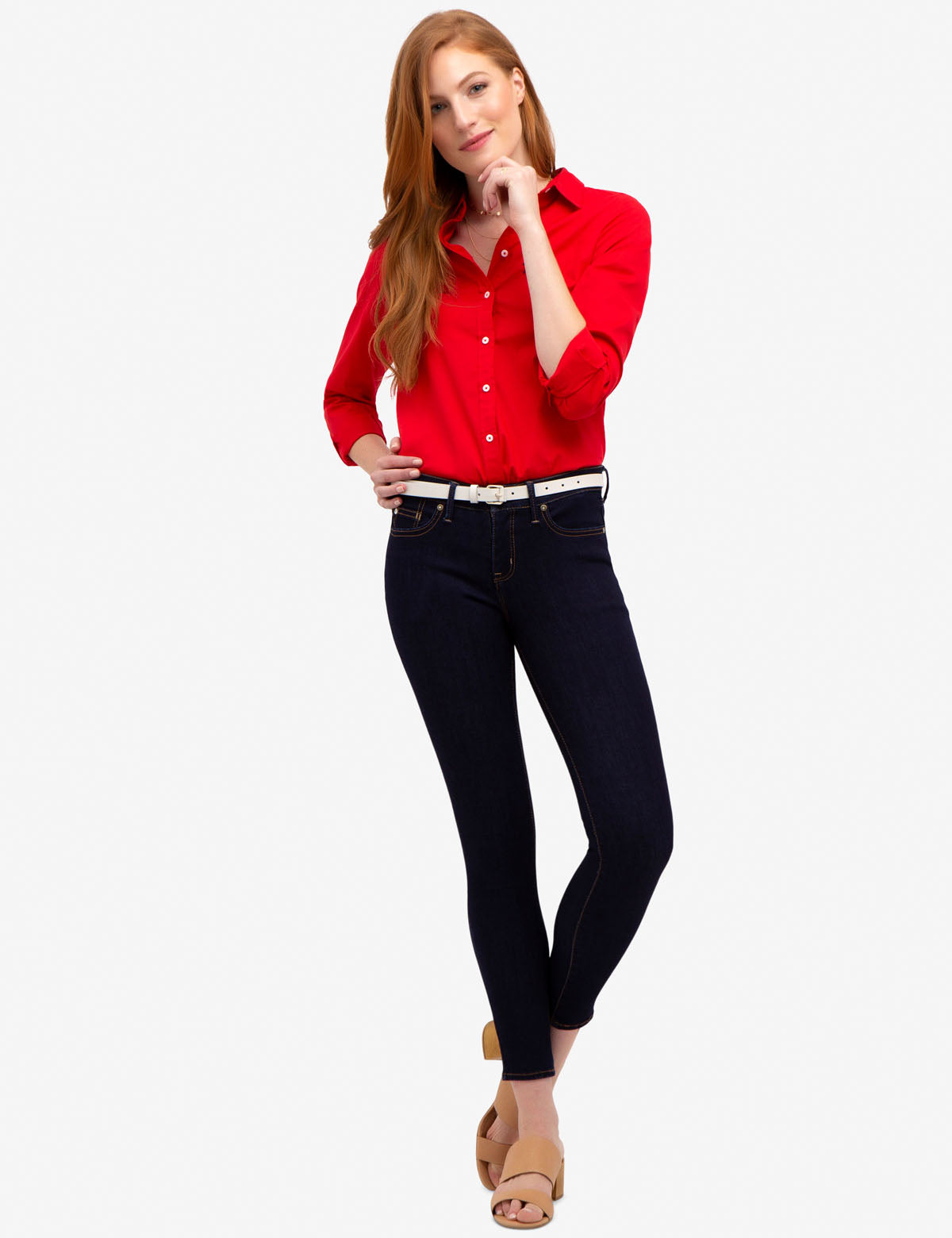 Classic Oxford Shirt with Button-Up Front & Stretch Fabric | Solid Poplin