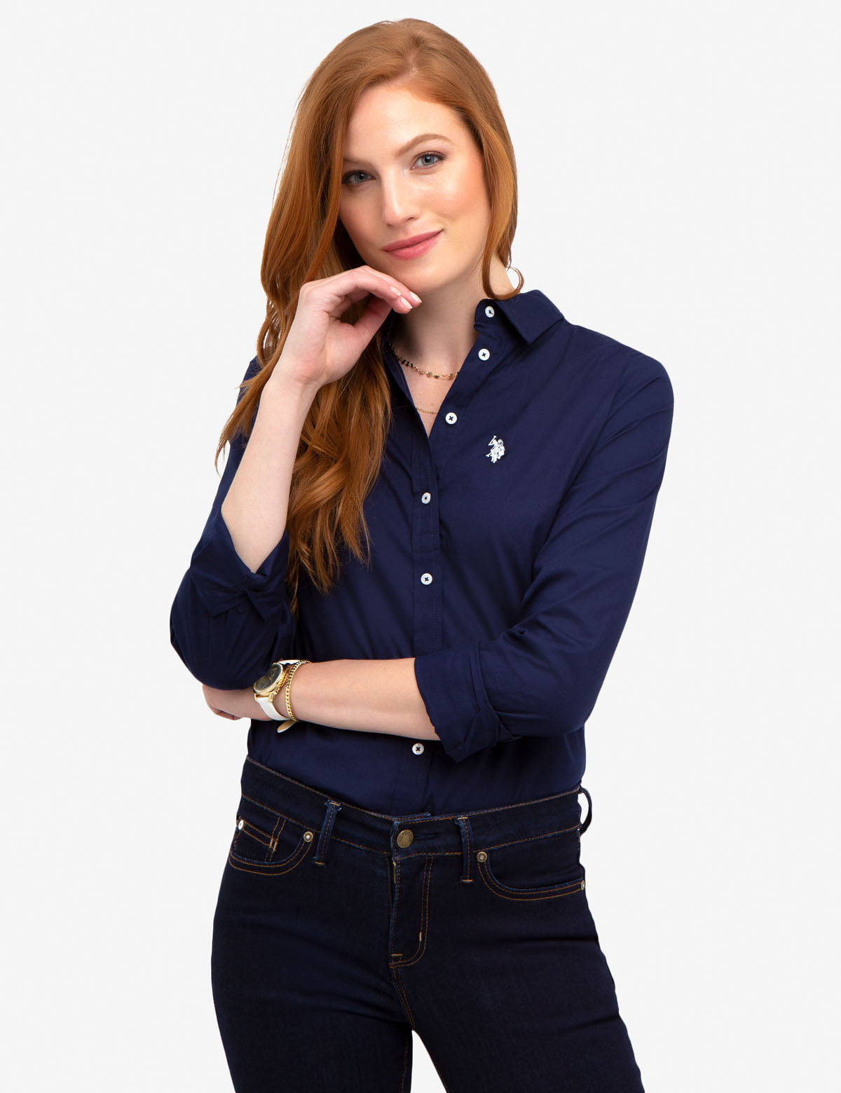 Classic Oxford Shirt with Button-Up Front & Stretch Fabric | Solid Poplin
