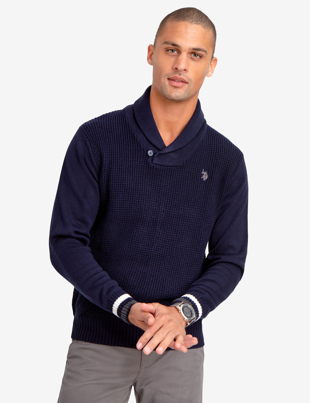 Solid Shawl Collar Sweater for Men | Machine Washable