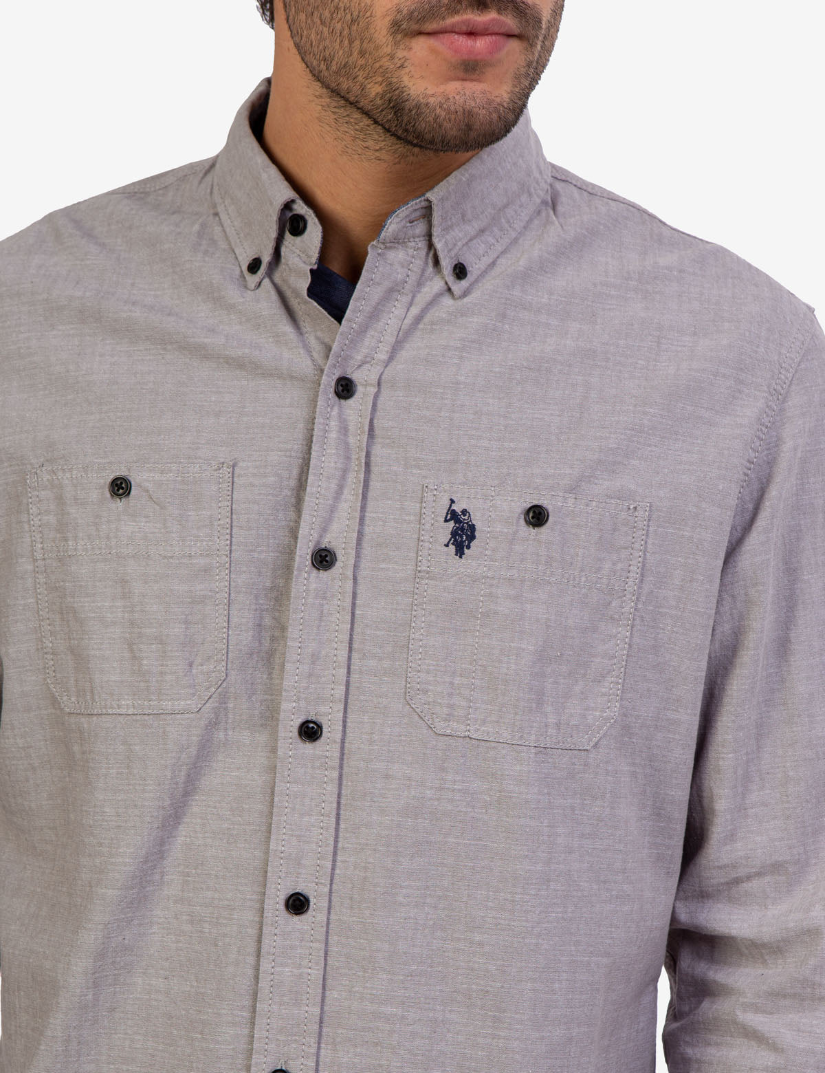 Men's Solid Slub Canvas Long Sleeve Shirt | Casual & Comfortable