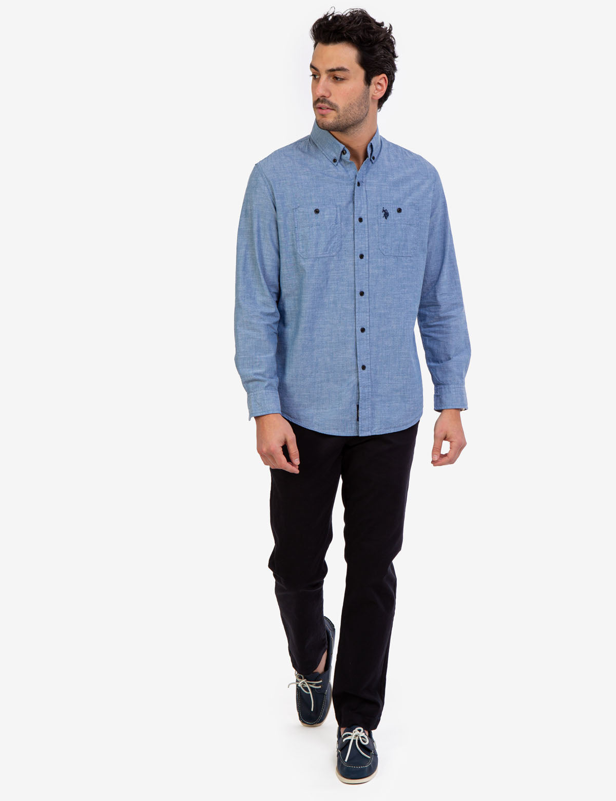 Men's Solid Slub Canvas Long Sleeve Shirt | Casual & Comfortable