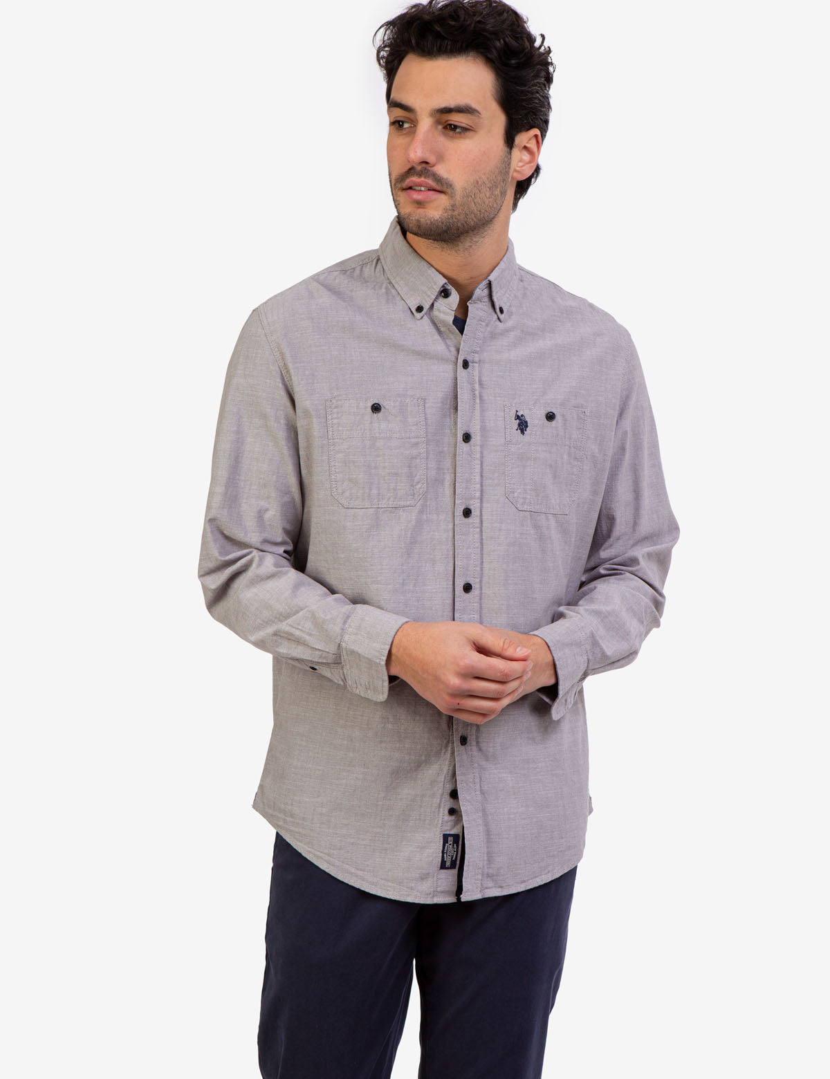 Men's Solid Slub Canvas Long Sleeve Shirt | Casual & Comfortable